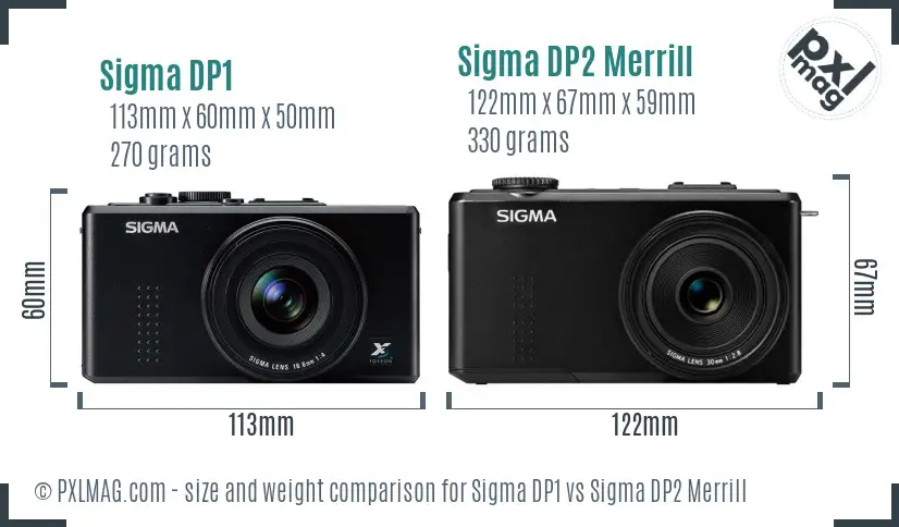 Sigma DP1 vs Sigma DP2 Merrill size comparison