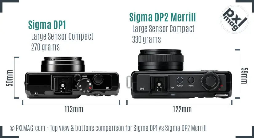 Sigma DP1 vs Sigma DP2 Merrill top view buttons comparison