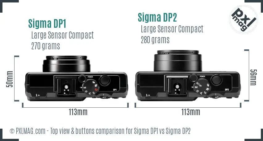 Sigma DP1 vs Sigma DP2 top view buttons comparison