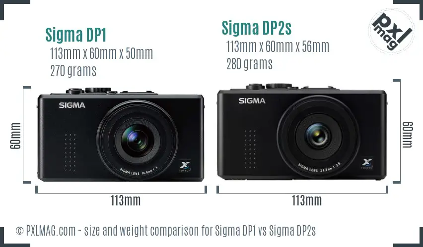 Sigma DP1 vs Sigma DP2s size comparison
