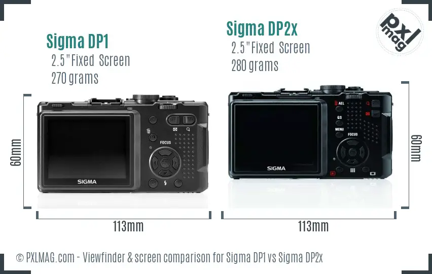 Sigma DP1 vs Sigma DP2x Screen and Viewfinder comparison