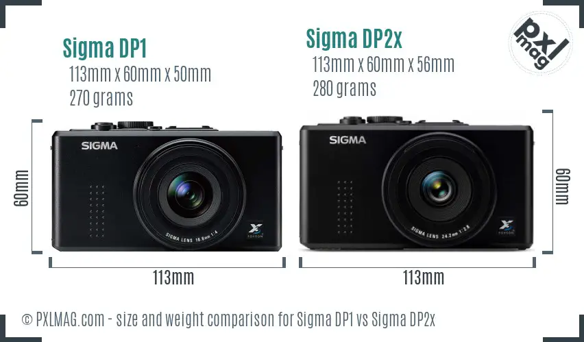 Sigma DP1 vs Sigma DP2x size comparison