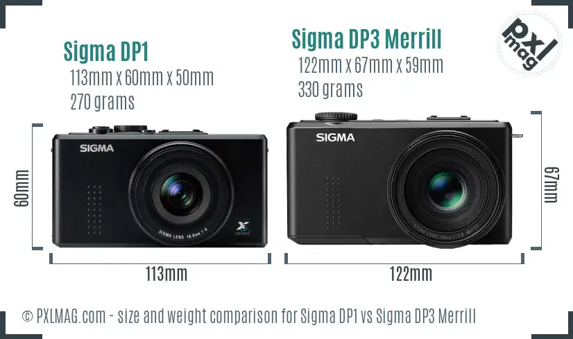 Sigma DP1 vs Sigma DP3 Merrill size comparison