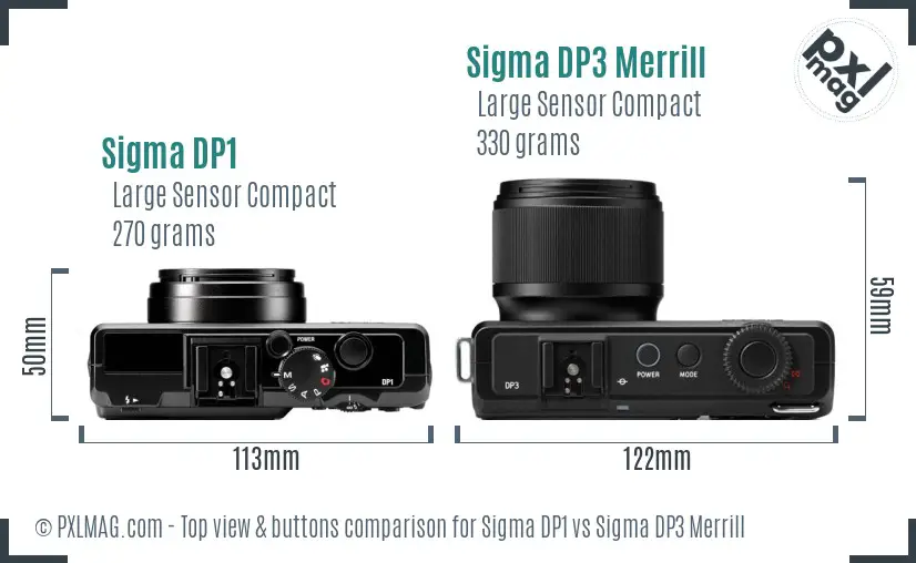Sigma DP1 vs Sigma DP3 Merrill top view buttons comparison