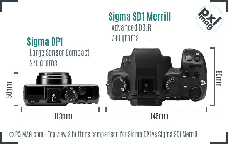 Sigma DP1 vs Sigma SD1 Merrill top view buttons comparison