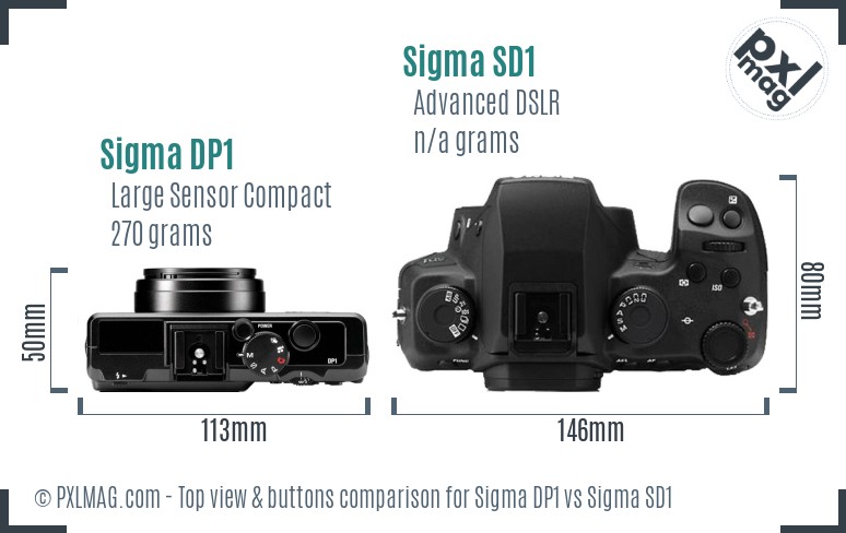 Sigma DP1 vs Sigma SD1 top view buttons comparison