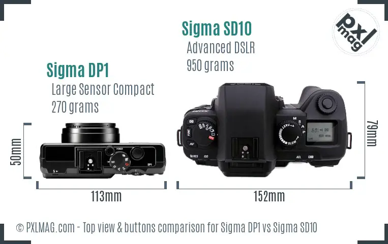 Sigma DP1 vs Sigma SD10 top view buttons comparison