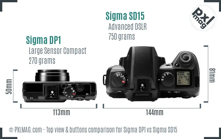 Sigma DP1 vs Sigma SD15 top view buttons comparison