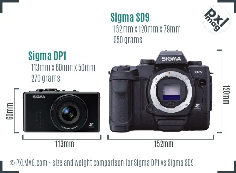 Sigma DP1 vs Sigma SD9 size comparison