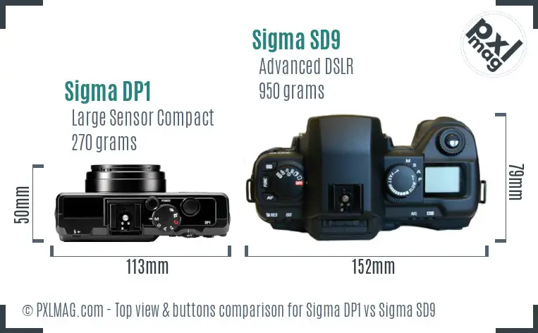 Sigma DP1 vs Sigma SD9 top view buttons comparison