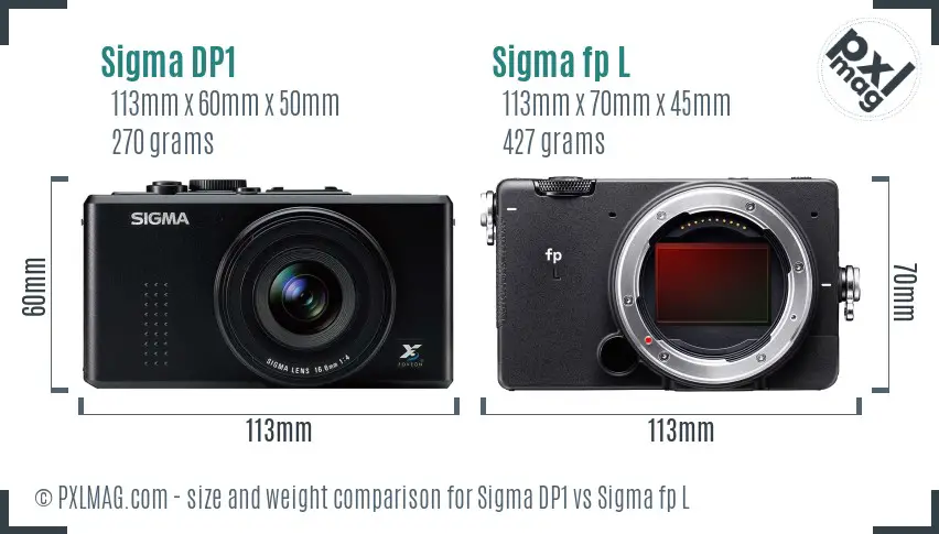 Sigma DP1 vs Sigma fp L size comparison