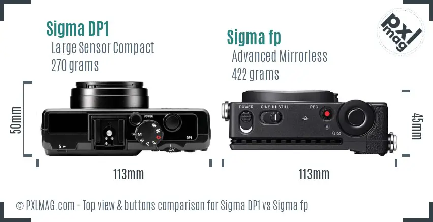 Sigma DP1 vs Sigma fp top view buttons comparison