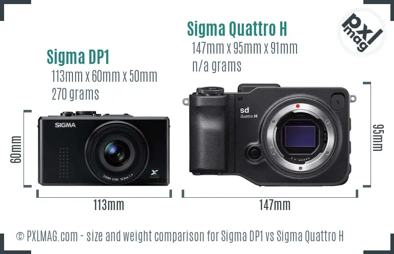 Sigma DP1 vs Sigma Quattro H size comparison