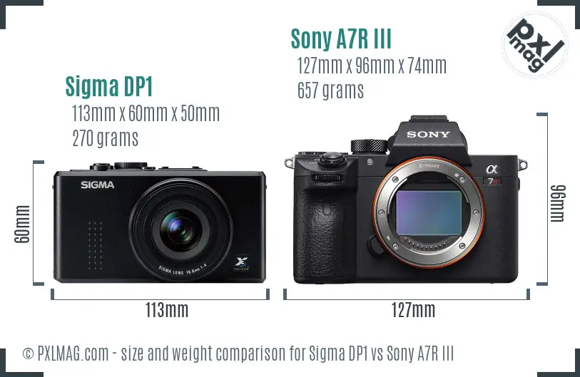 Sigma DP1 vs Sony A7R III size comparison Sigma DP1 vs Sony A7R III size comparison