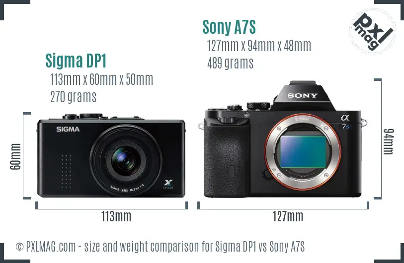 Sigma DP1 vs Sony A7S size comparison