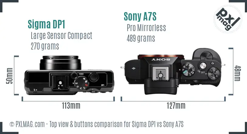 Sigma DP1 vs Sony A7S top view buttons comparison