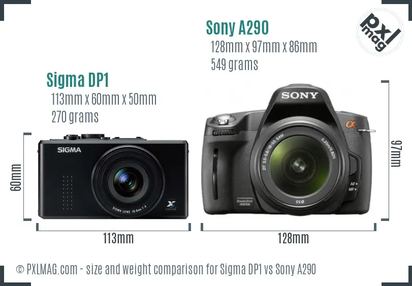 Sigma DP1 vs Sony A290 size comparison Sigma DP1 vs Sony A290 size comparison