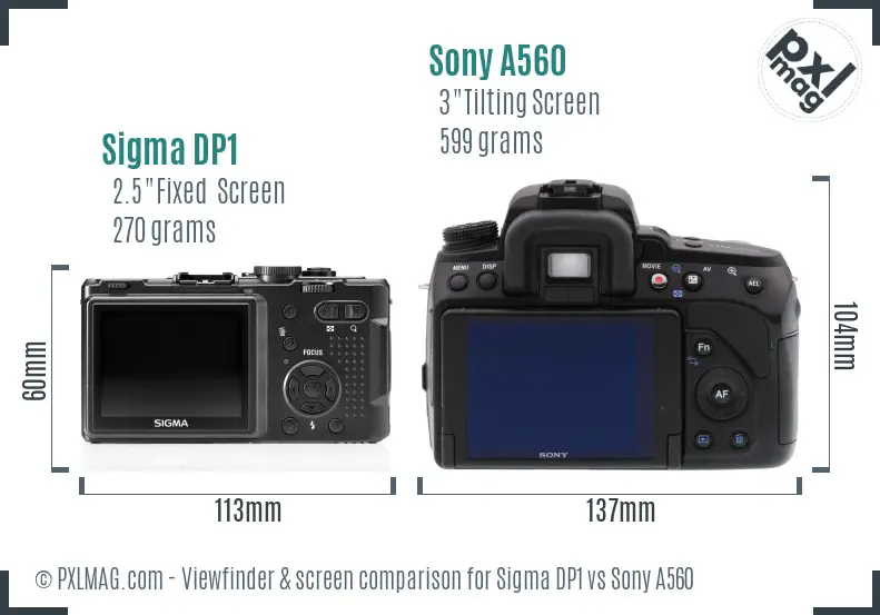 Sigma DP1 vs Sony A560 Screen and Viewfinder comparison