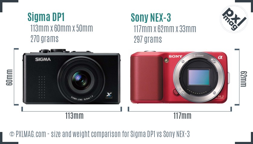 Sigma DP1 vs Sony NEX-3 size comparison