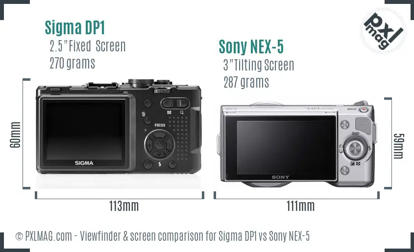 Sigma DP1 vs Sony NEX-5 Screen and Viewfinder comparison Sigma DP1 vs Sony NEX-5 Screen and Viewfinder comparison