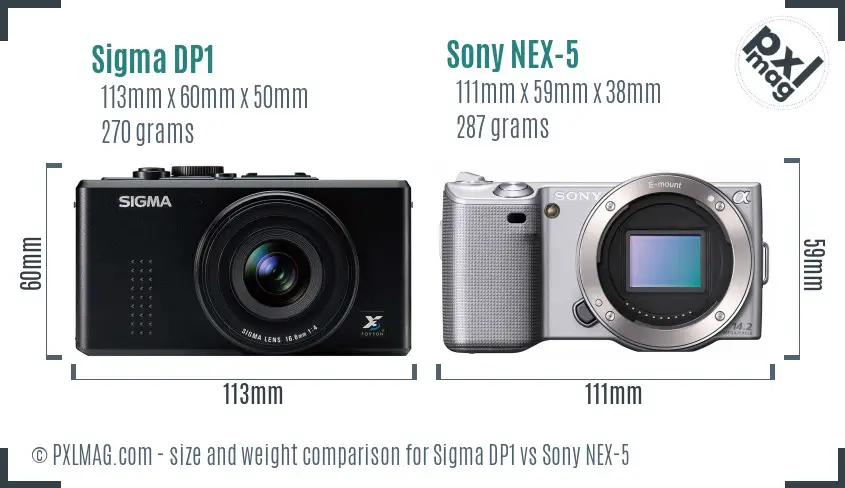 Sigma DP1 vs Sony NEX-5 size comparison Sigma DP1 vs Sony NEX-5 size comparison