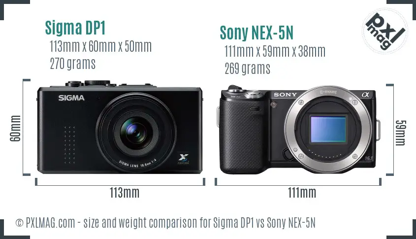Sigma DP1 vs Sony NEX-5N size comparison Sigma DP1 vs Sony NEX-5N size comparison