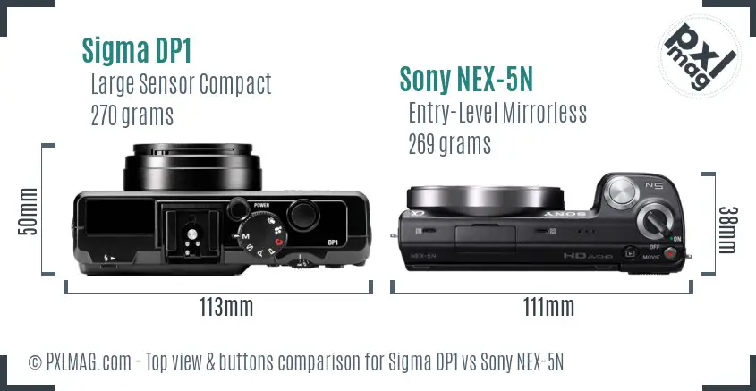 Sigma DP1 vs Sony NEX-5N top view buttons comparison Sigma DP1 vs Sony NEX-5N top view buttons comparison