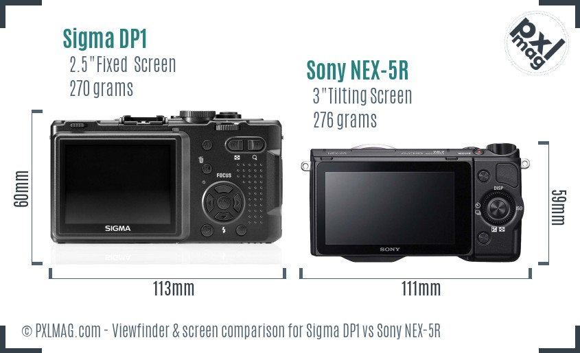 Sigma DP1 vs Sony NEX-5R Screen and Viewfinder comparison
