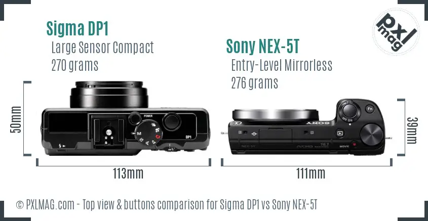 Sigma DP1 vs Sony NEX-5T top view buttons comparison