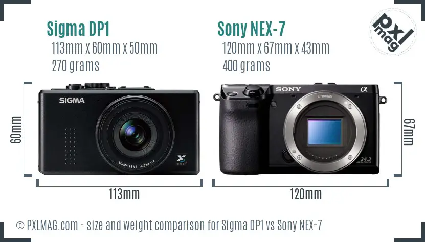 Sigma DP1 vs Sony NEX-7 size comparison