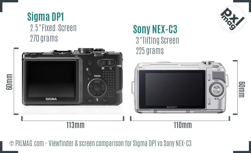 Sigma DP1 vs Sony NEX-C3 Screen and Viewfinder comparison