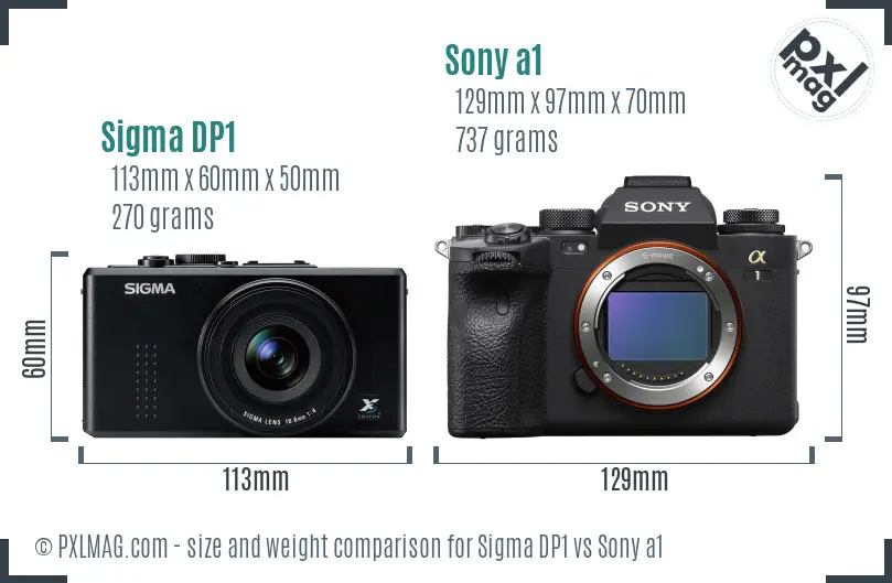 Sigma DP1 vs Sony a1 size comparison