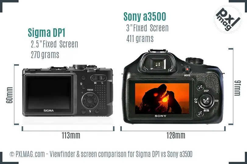 Sigma DP1 vs Sony a3500 Screen and Viewfinder comparison