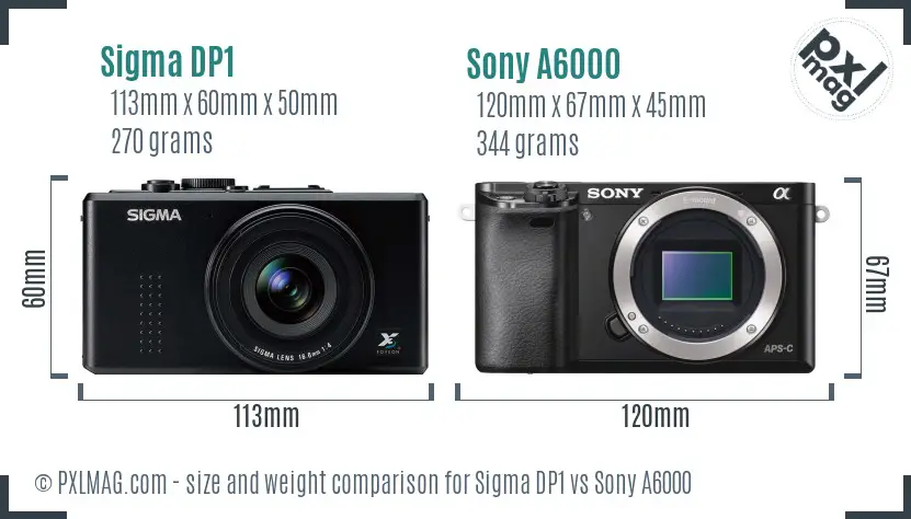 Sigma DP1 vs Sony A6000 size comparison