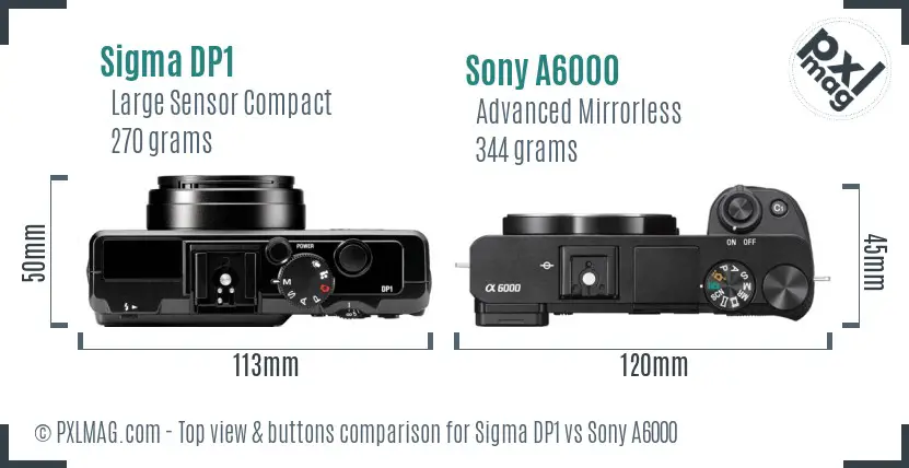 Sigma DP1 vs Sony A6000 top view buttons comparison