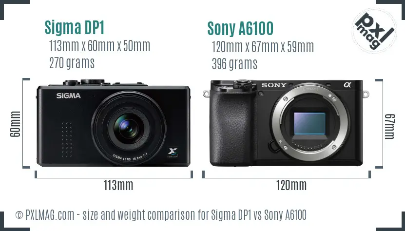 Sigma DP1 vs Sony A6100 size comparison