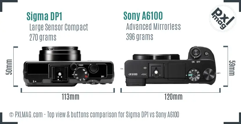 Sigma DP1 vs Sony A6100 top view buttons comparison