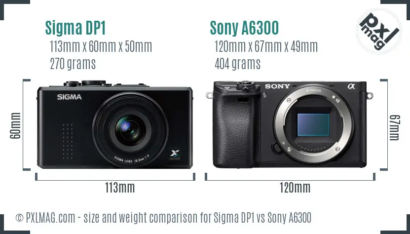Sigma DP1 vs Sony A6300 size comparison