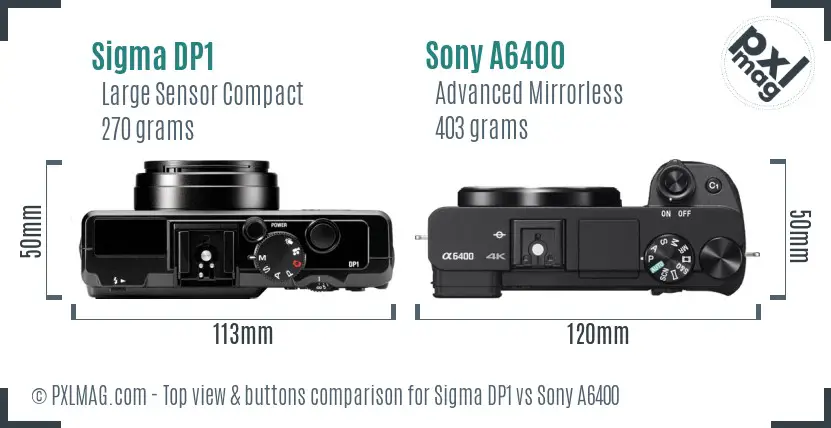 Sigma DP1 vs Sony A6400 top view buttons comparison