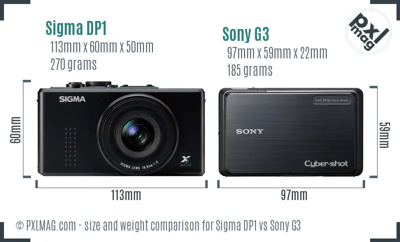 Sigma DP1 vs Sony G3 size comparison Sigma DP1 vs Sony G3 size comparison