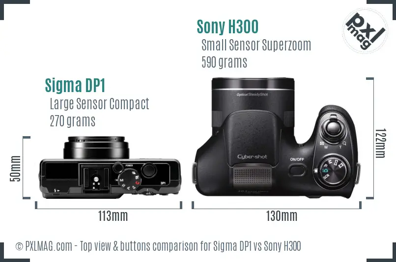 Sigma DP1 vs Sony H300 top view buttons comparison