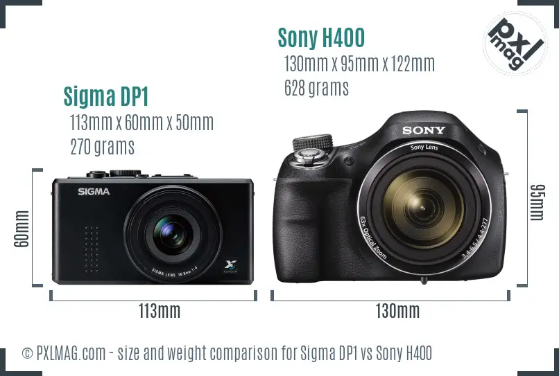 Sigma DP1 vs Sony H400 size comparison