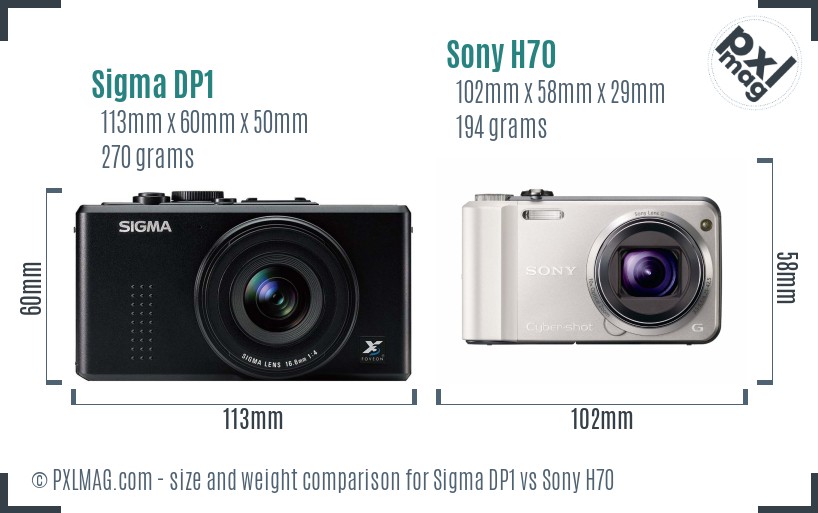 Sigma DP1 vs Sony H70 size comparison Sigma DP1 vs Sony H70 size comparison