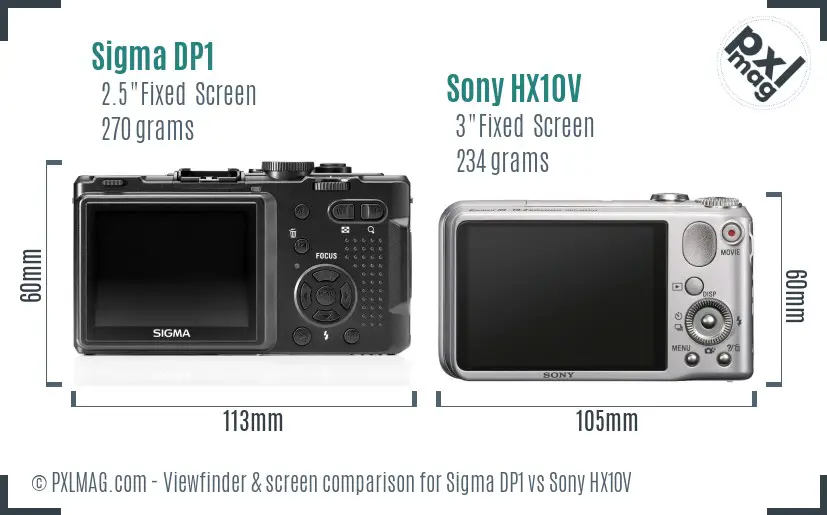 Sigma DP1 vs Sony HX10V Screen and Viewfinder comparison Sigma DP1 vs Sony HX10V Screen and Viewfinder comparison