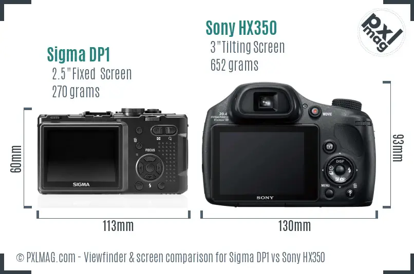 Sigma DP1 vs Sony HX350 Screen and Viewfinder comparison Sigma DP1 vs Sony HX350 Screen and Viewfinder comparison
