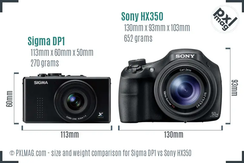 Sigma DP1 vs Sony HX350 size comparison Sigma DP1 vs Sony HX350 size comparison