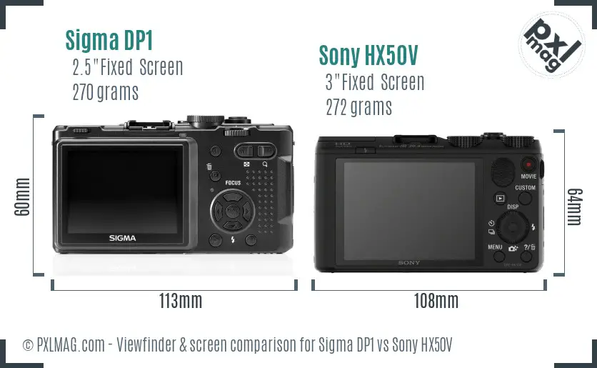 Sigma DP1 vs Sony HX50V Screen and Viewfinder comparison