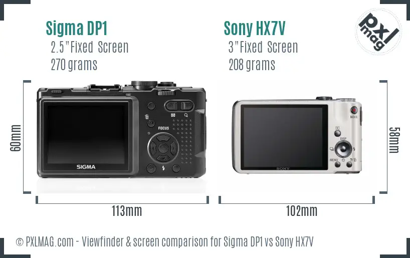 Sigma DP1 vs Sony HX7V Screen and Viewfinder comparison Sigma DP1 vs Sony HX7V Screen and Viewfinder comparison