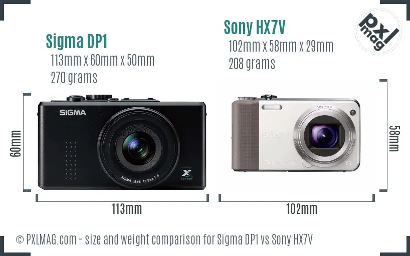 Sigma DP1 vs Sony HX7V size comparison Sigma DP1 vs Sony HX7V size comparison