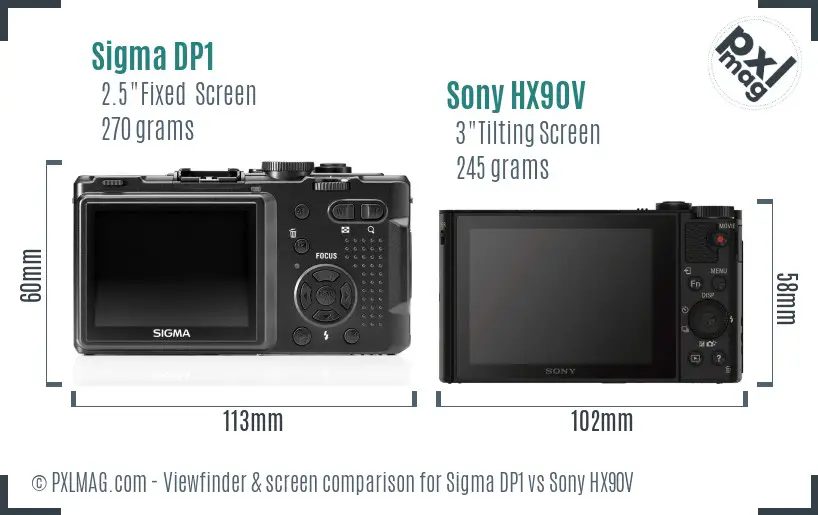 Sigma DP1 vs Sony HX90V Screen and Viewfinder comparison Sigma DP1 vs Sony HX90V Screen and Viewfinder comparison
